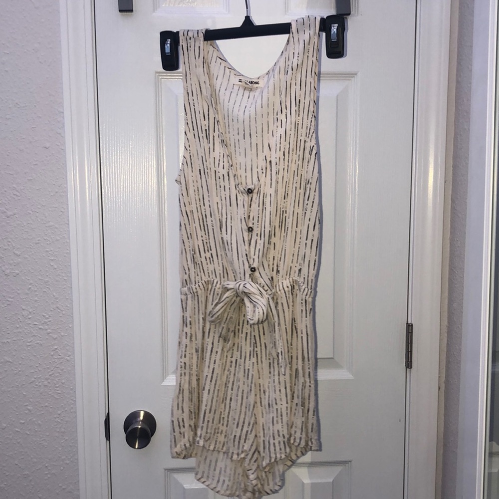 Black and cream striped romper